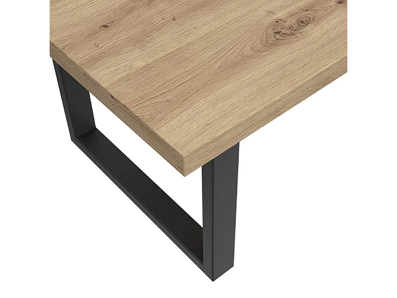 Table basse rectangulaire 100 cm décor bois clair pieds métal - ZIG