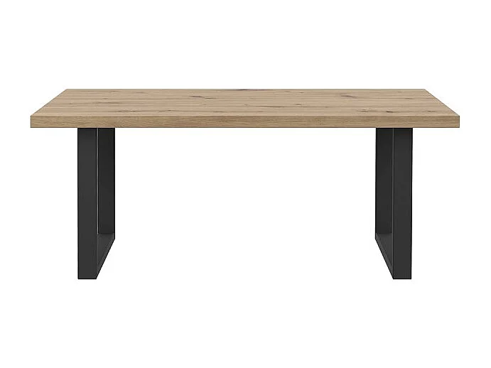 Table basse rectangulaire 100 cm décor bois clair pieds métal - ZIG