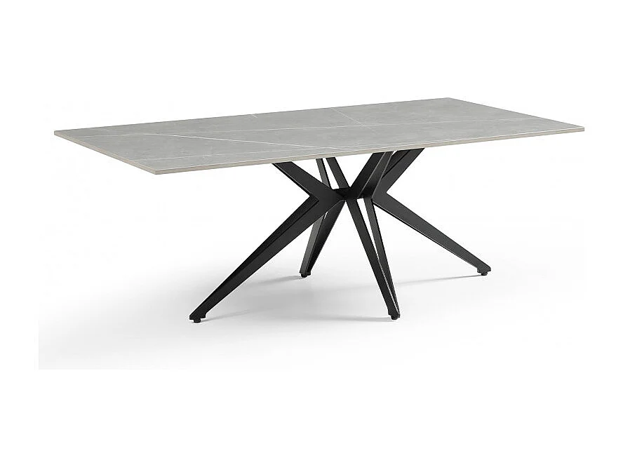Table basse 120x60 cm céramique gris marbré pied étoile - ARIZONA 06