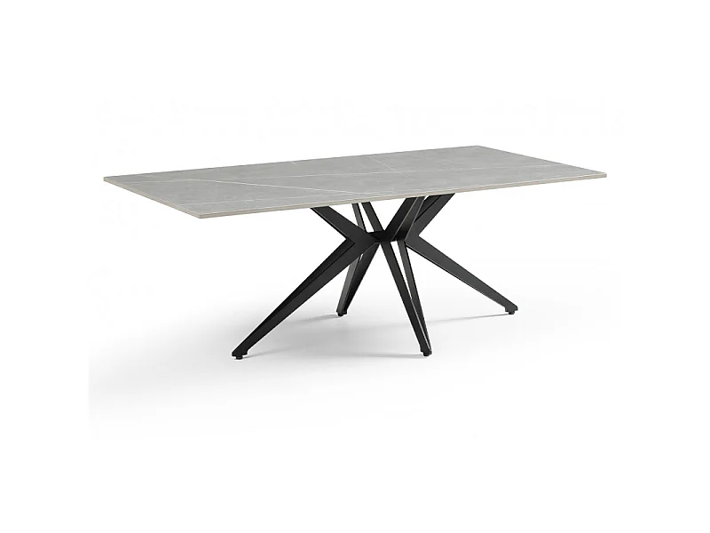 Table basse 120x60 cm céramique gris marbré pied étoile - ARIZONA 06
