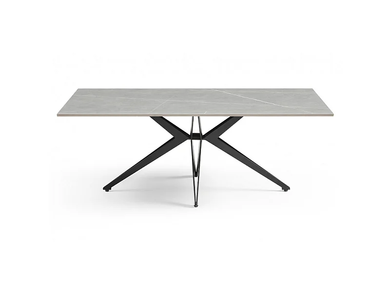 Table basse 120x60 cm céramique gris marbré pied étoile - ARIZONA 06