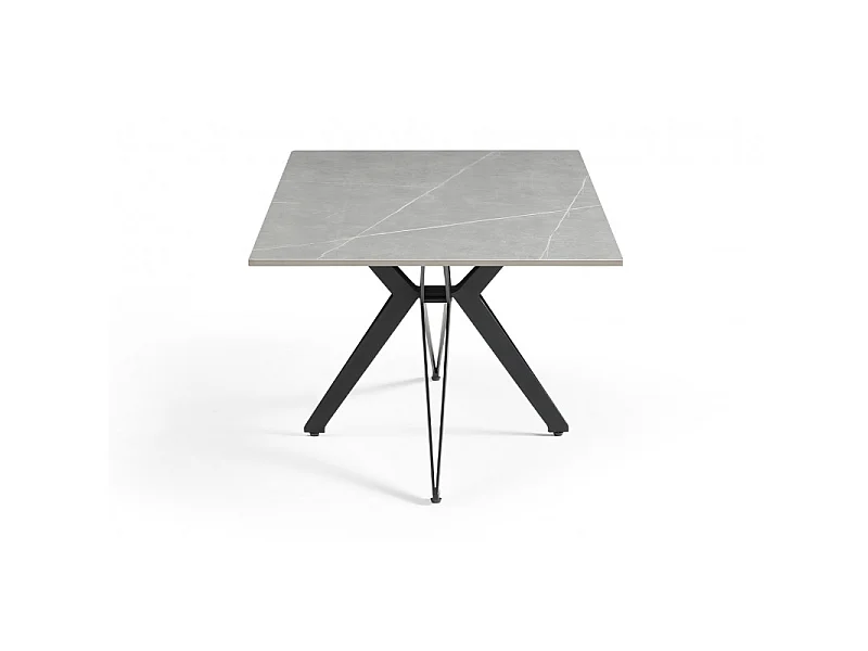 Table basse 120x60 cm céramique gris marbré pied étoile - ARIZONA 06
