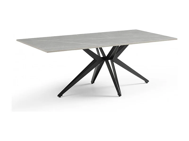 Table basse 120x60 cm céramique gris marbré pied étoile - ARIZONA 06
