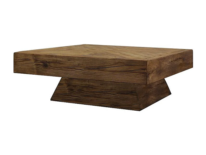 Table basse carré 100 cm en bois recyclé et pied trapèze - CHALET