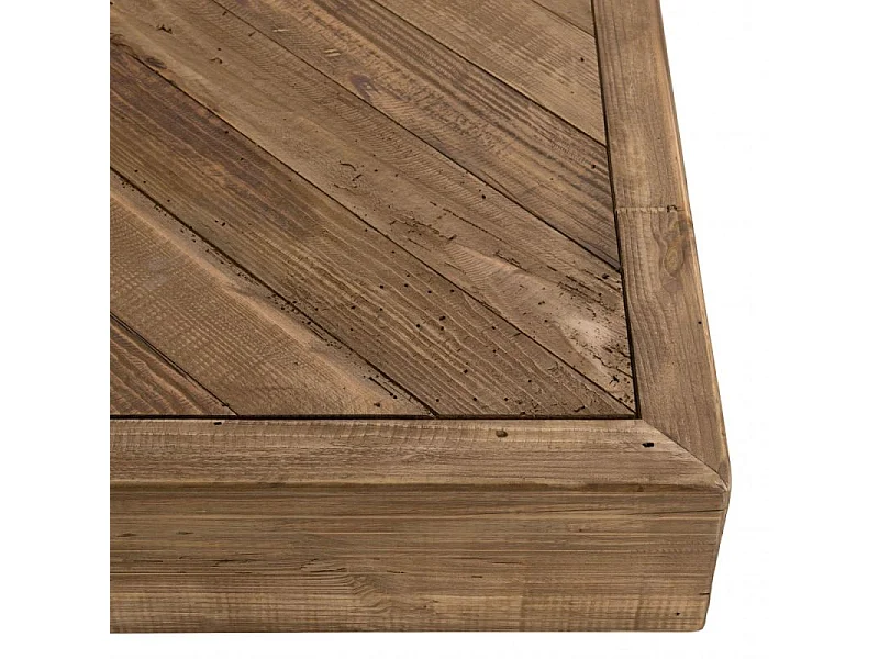 Table basse carré 100 cm en bois recyclé et pied trapèze - CHALET