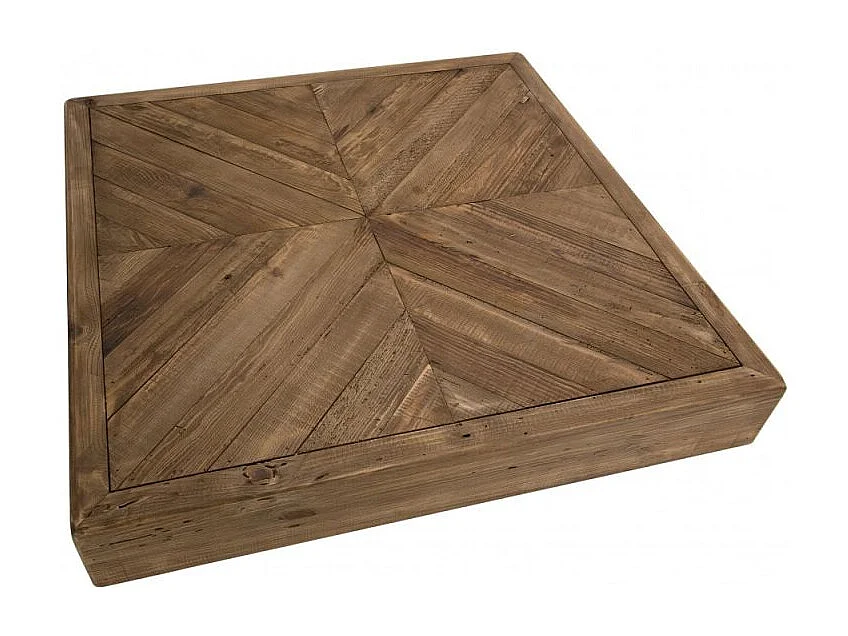 Table basse carré 100 cm en bois recyclé et pied trapèze - CHALET