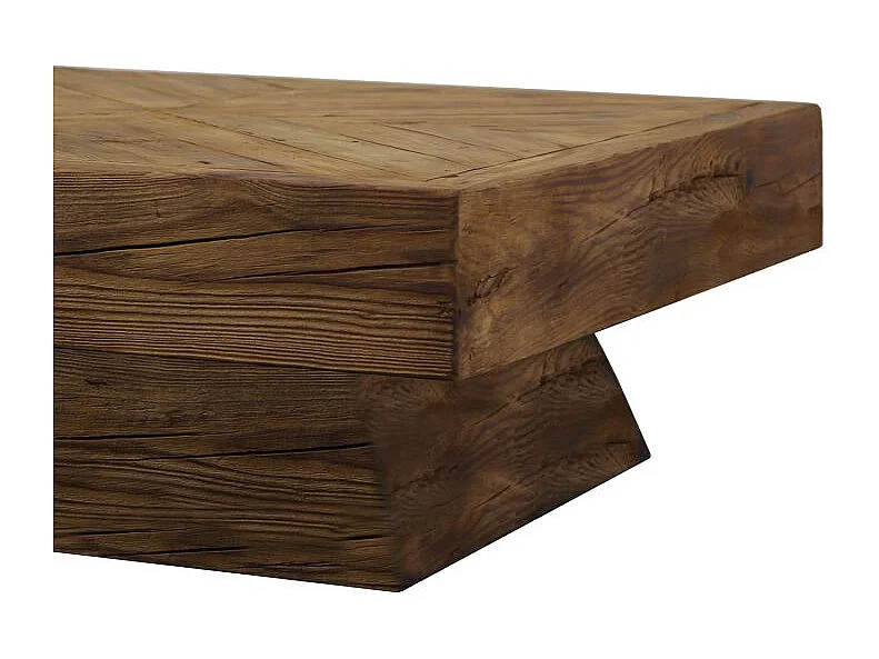 Table basse carré 100 cm en bois recyclé et pied trapèze - CHALET