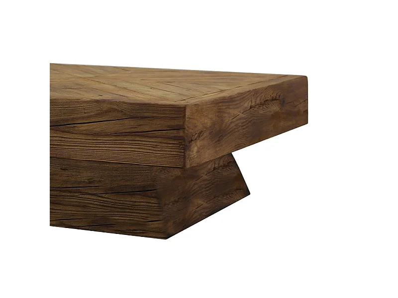 Table basse carré 100 cm en bois recyclé et pied trapèze - CHALET