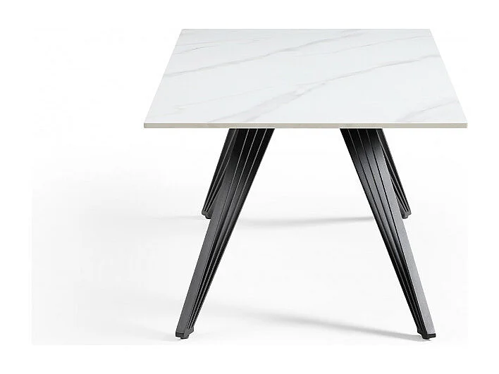Table basse 120x60 cm céramique blanc marbré pieds filaires - NEVADA 01