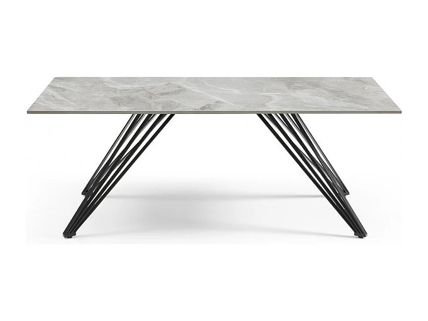 Table basse 120x60 cm céramique gris marbré laqué pieds filaires - DAKOTA 01