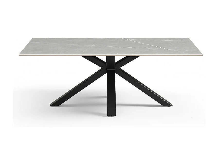 Table basse 120x60 cm céramique gris marbré pied croix - ARIZONA 04