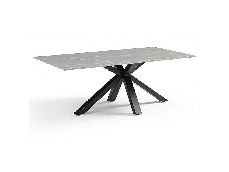 Table basse 120x60 cm céramique gris marbré pied croix - ARIZONA 04