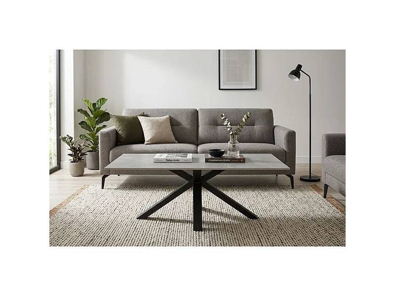 Table basse 120x60 cm céramique gris marbré pied croix - ARIZONA 04