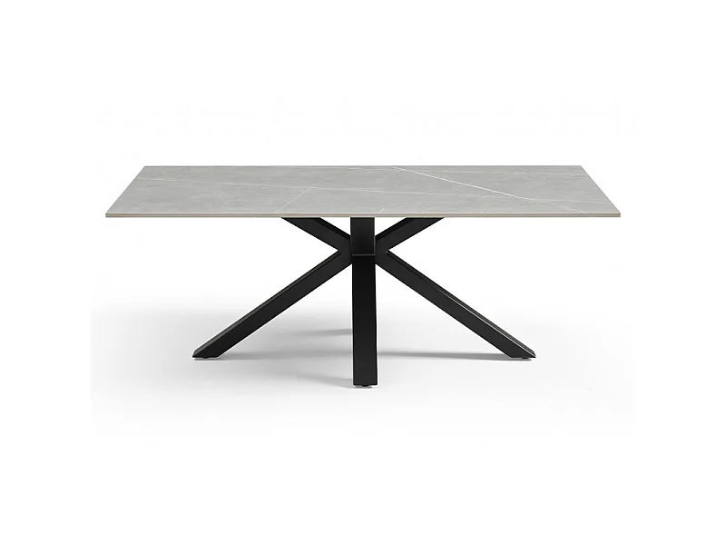 Table basse 120x60 cm céramique gris marbré pied croix - ARIZONA 04