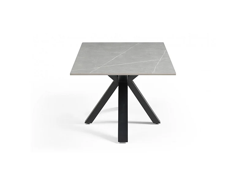 Table basse 120x60 cm céramique gris marbré pied croix - ARIZONA 04