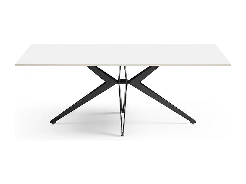 Table basse 120x60 cm céramique blanc pied étoile - OREGON 06