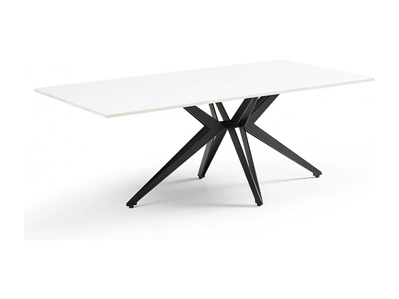 Table basse 120x60 cm céramique blanc pied étoile - OREGON 06
