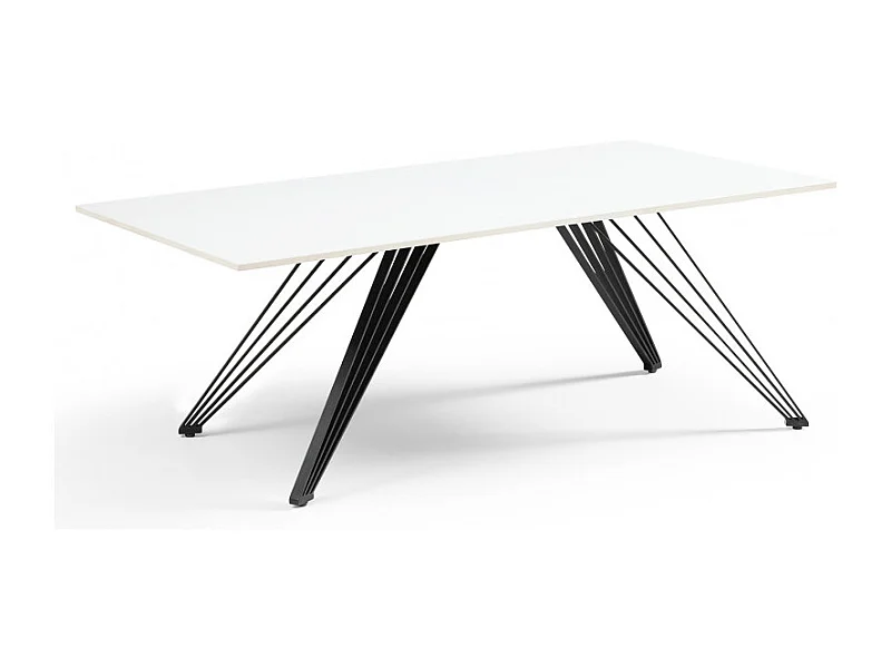 Table basse 120x60 cm céramique blanc pieds filaires - OREGON 01