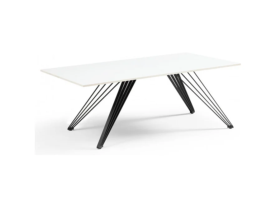 Table basse 120x60 cm céramique blanc pieds filaires - OREGON 01