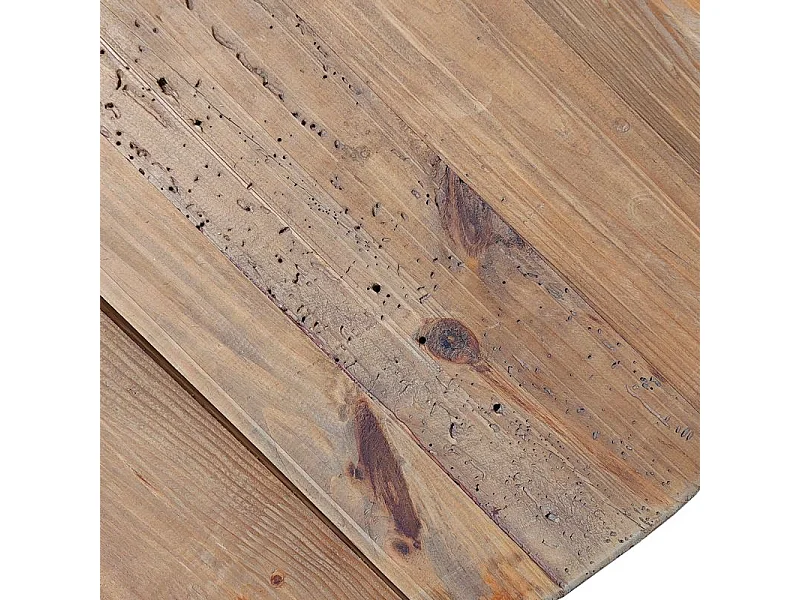 Table basse ronde 90 cm en bois massif recyclé et 4 pieds - CHALET