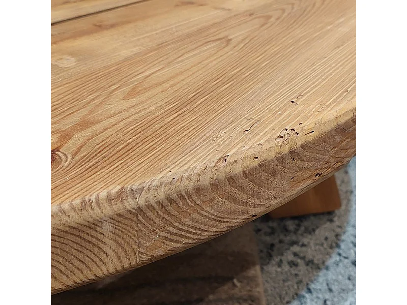 Table basse ronde 90 cm en bois massif recyclé et 4 pieds - CHALET