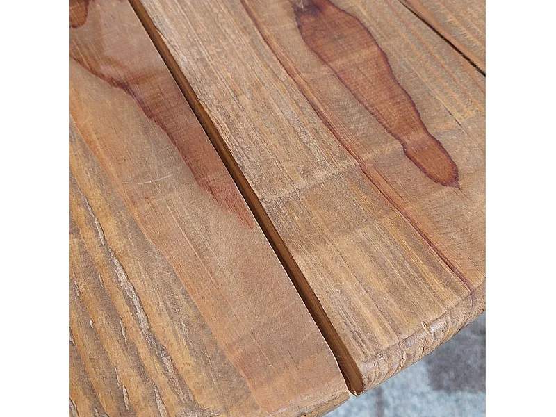 Table basse ronde 90 cm en bois massif recyclé et 4 pieds - CHALET