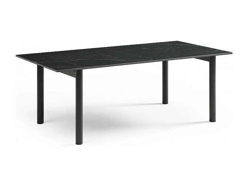 Table basse 120x60 cm céramique noir marbré pieds droits - INDIANA 09