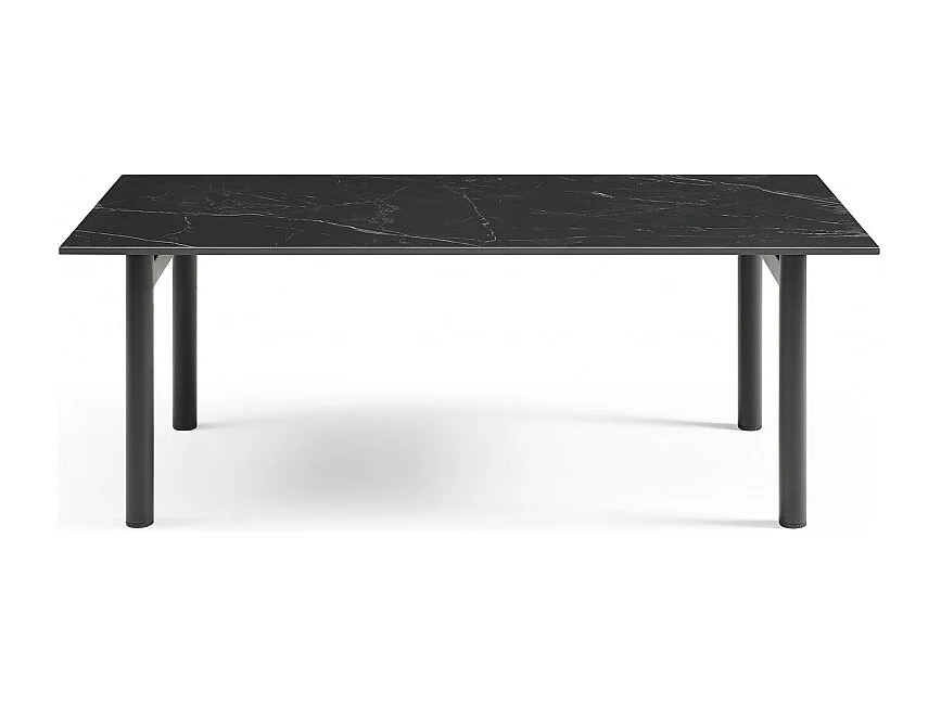 Table basse 120x60 cm céramique noir marbré pieds droits - INDIANA 09