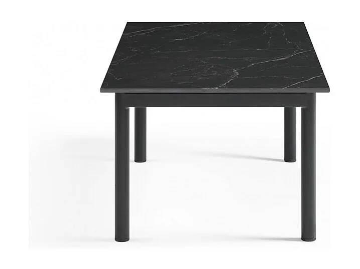 Table basse 120x60 cm céramique noir marbré pieds droits - INDIANA 09