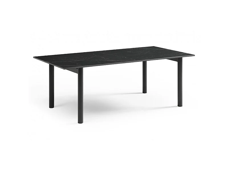 Table basse 120x60 cm céramique noir marbré pieds droits - INDIANA 09