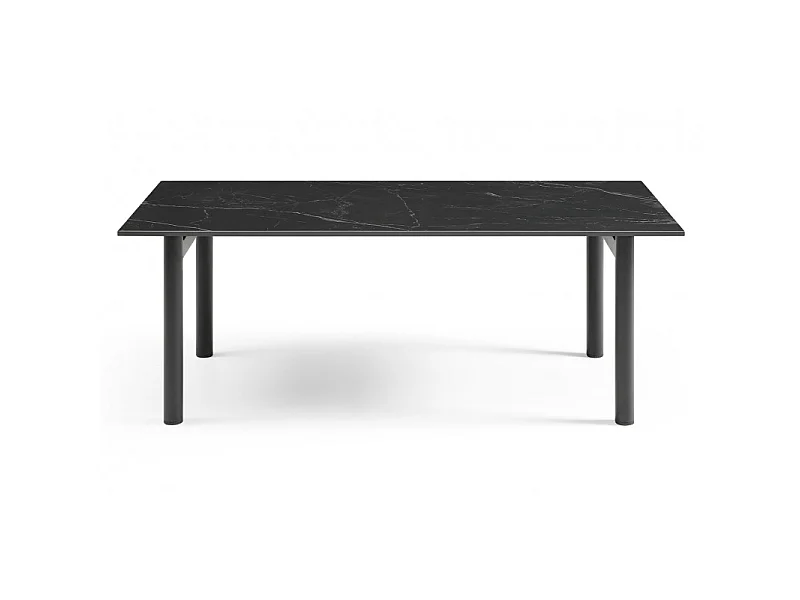 Table basse 120x60 cm céramique noir marbré pieds droits - INDIANA 09