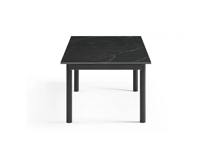 Table basse 120x60 cm céramique noir marbré pieds droits - INDIANA 09