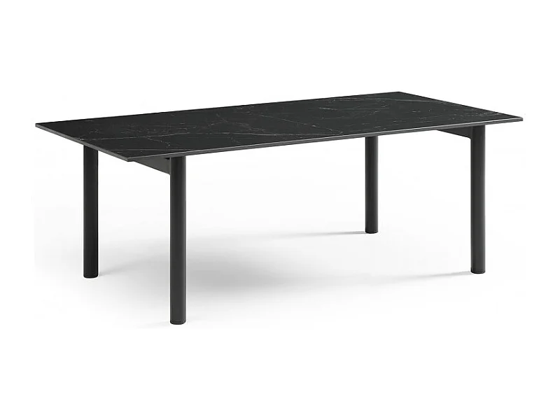 Table basse 120x60 cm céramique noir marbré pieds droits - INDIANA 09