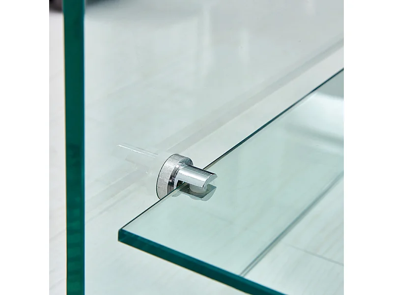 Table basse rectangulaire 110 cm en verre trempé avec étagère - ICE