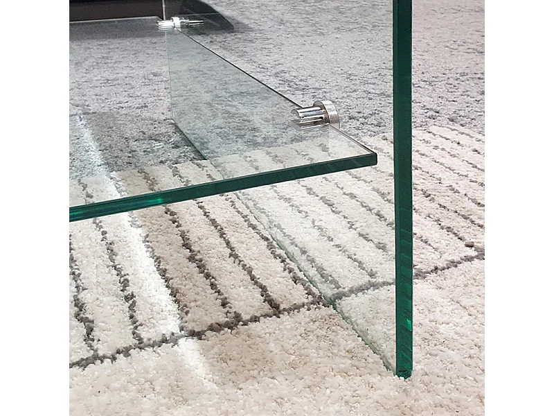 Table basse rectangulaire 110 cm en verre trempé avec étagère - ICE