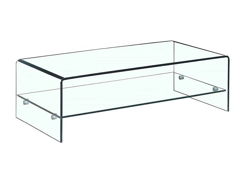 Table basse rectangulaire 110 cm en verre trempé avec étagère - ICE