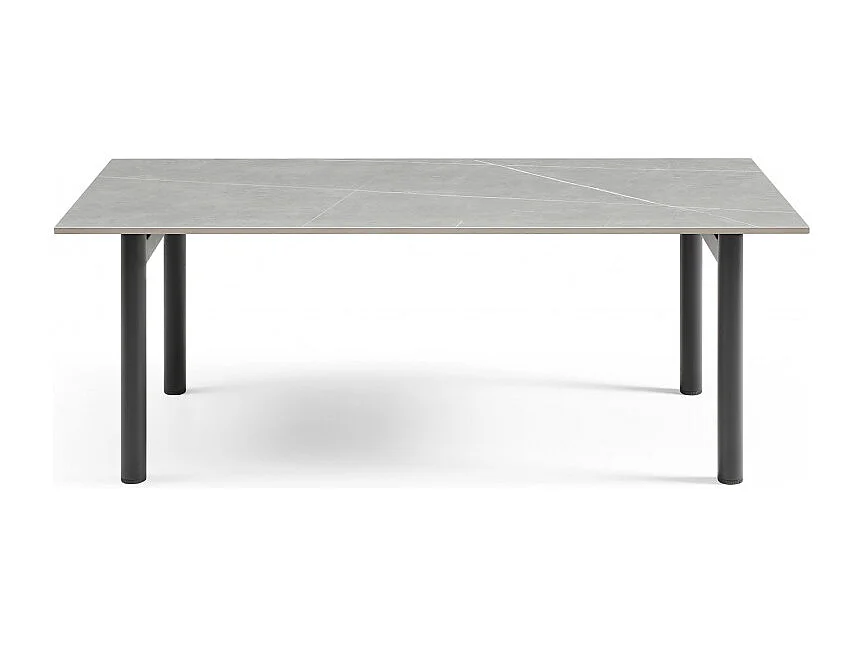 Table basse 120x60 cm céramique gris marbré pieds droits - ARIZONA 09