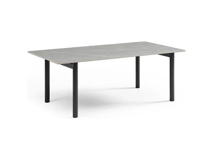 Table basse 120x60 cm céramique gris marbré pieds droits - ARIZONA 09