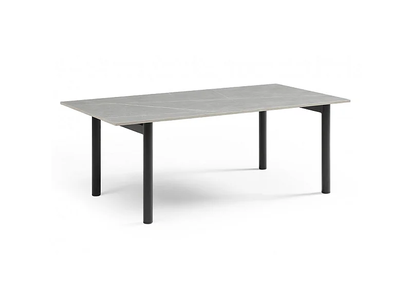 Table basse 120x60 cm céramique gris marbré pieds droits - ARIZONA 09