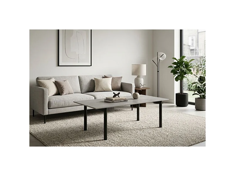 Table basse 120x60 cm céramique gris marbré pieds droits - ARIZONA 09