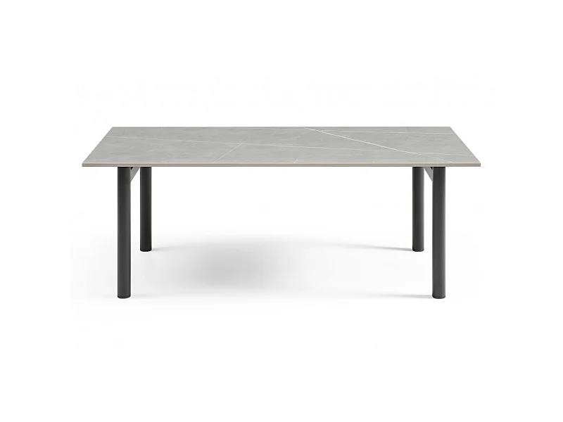 Table basse 120x60 cm céramique gris marbré pieds droits - ARIZONA 09