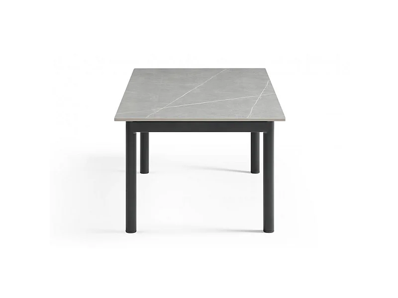 Table basse 120x60 cm céramique gris marbré pieds droits - ARIZONA 09