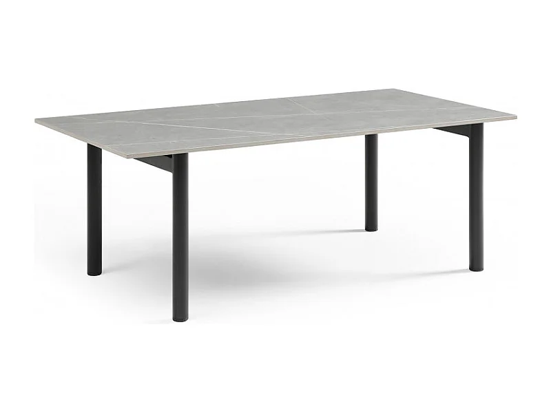 Table basse 120x60 cm céramique gris marbré pieds droits - ARIZONA 09