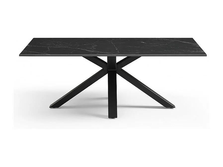 Table basse 120x60 cm céramique noir marbré pied croix - INDIANA 04