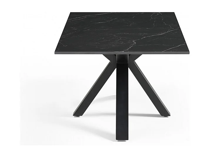 Table basse 120x60 cm céramique noir marbré pied croix - INDIANA 04