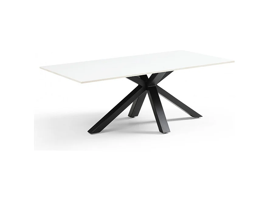 Table basse 120x60 cm céramique blanc pied croix - OREGON 04