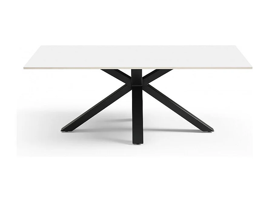 Table basse 120x60 cm céramique blanc pied croix - OREGON 04