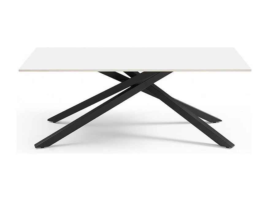 Table basse 120x60 cm céramique blanc pied torsadé - OREGON 05