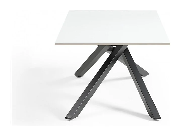 Table basse 120x60 cm céramique blanc pied torsadé - OREGON 05