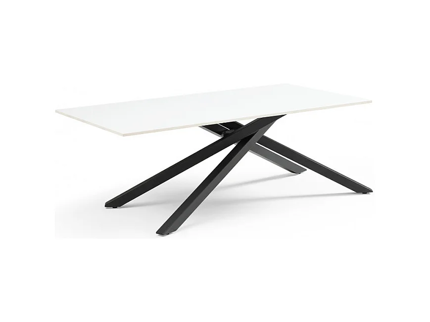 Table basse 120x60 cm céramique blanc pied torsadé - OREGON 05